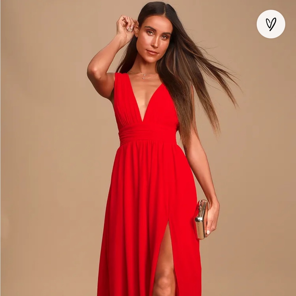 Lulus maxi dress “Heavenly Hues Red Maxi Dress” red size large